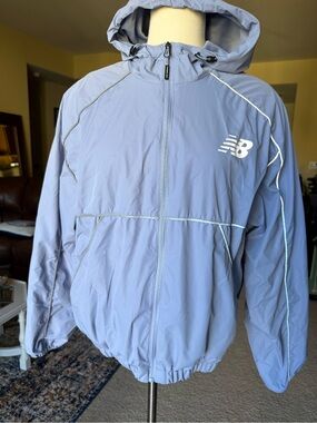 New Balance Men's Pale Blue Hooded Windbreaker Jacket